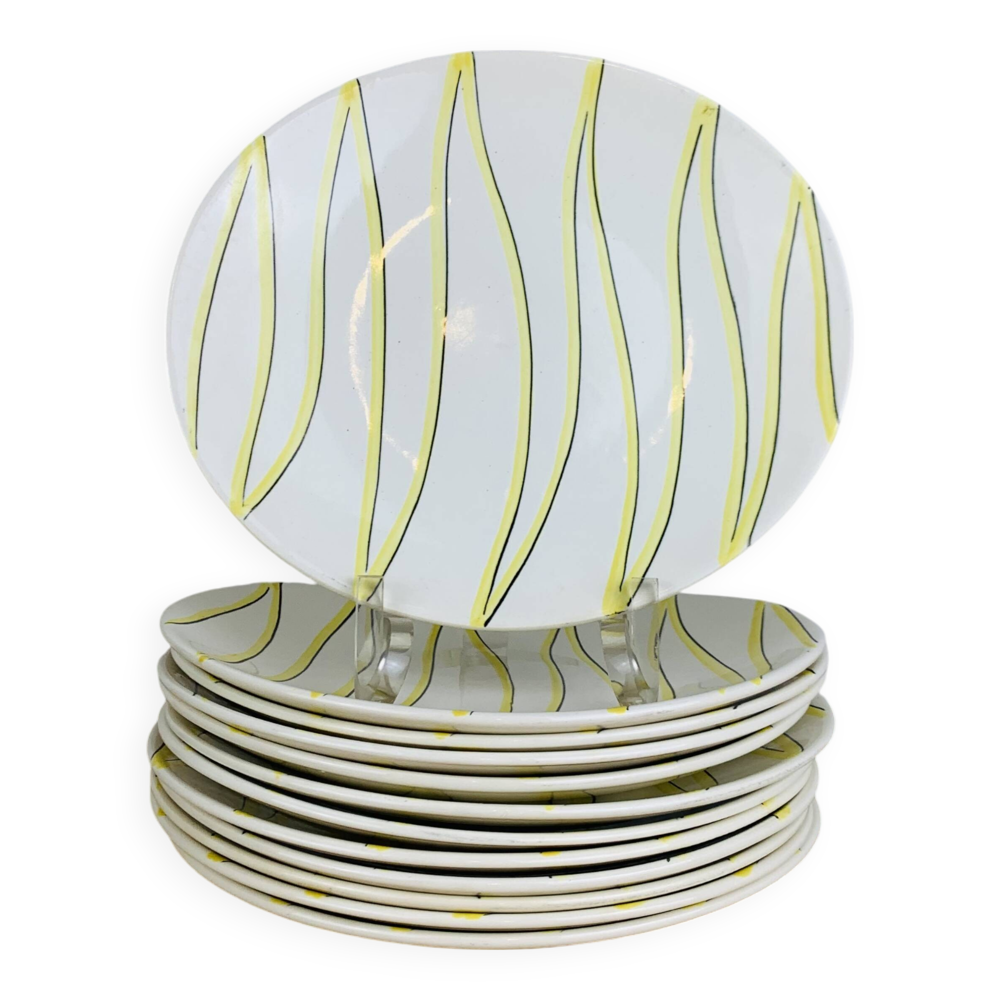 12 ceramic plates, Aurore model by Salins, vintage