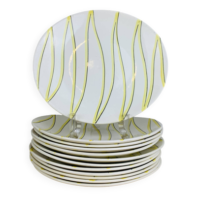 12 assiettes céramique modèle Aurore par Salins, vintage