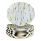 12 ceramic plates, Aurore model by Salins, vintage