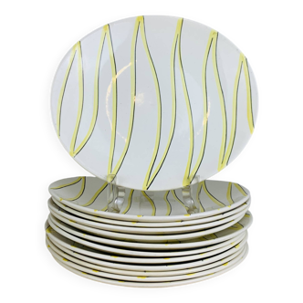 12 ceramic plates, Aurore model by Salins, vintage