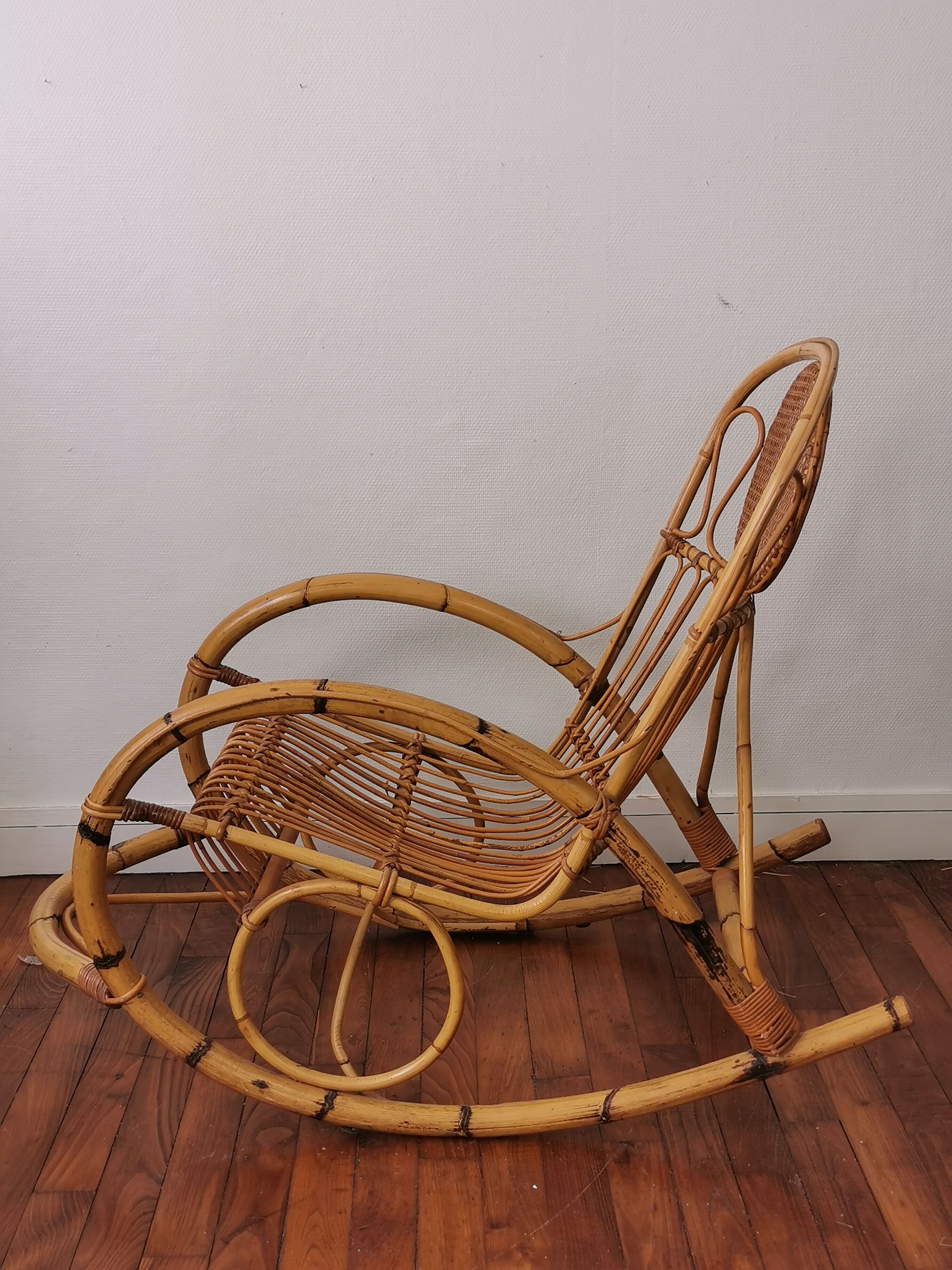 Rocking-chair in balboa and rattan