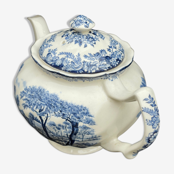 Teapot mill stream Johnson bros vintage blue