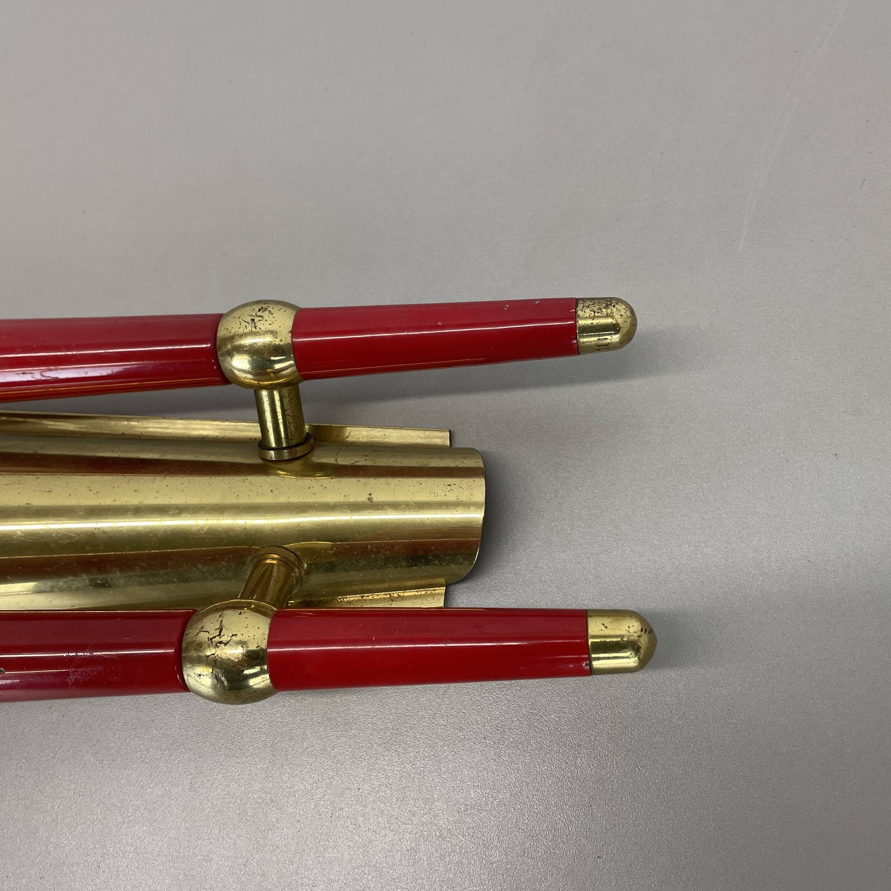 rare minimalist 32cm Brass Theatre Wall Light Sconce, Italy 1950s