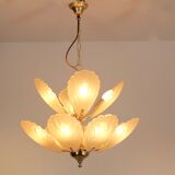 French chandelier in brass with Murano glass shells, 1970s
