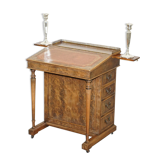 Davenport desk in walnut with leather and vintage brass gallery.