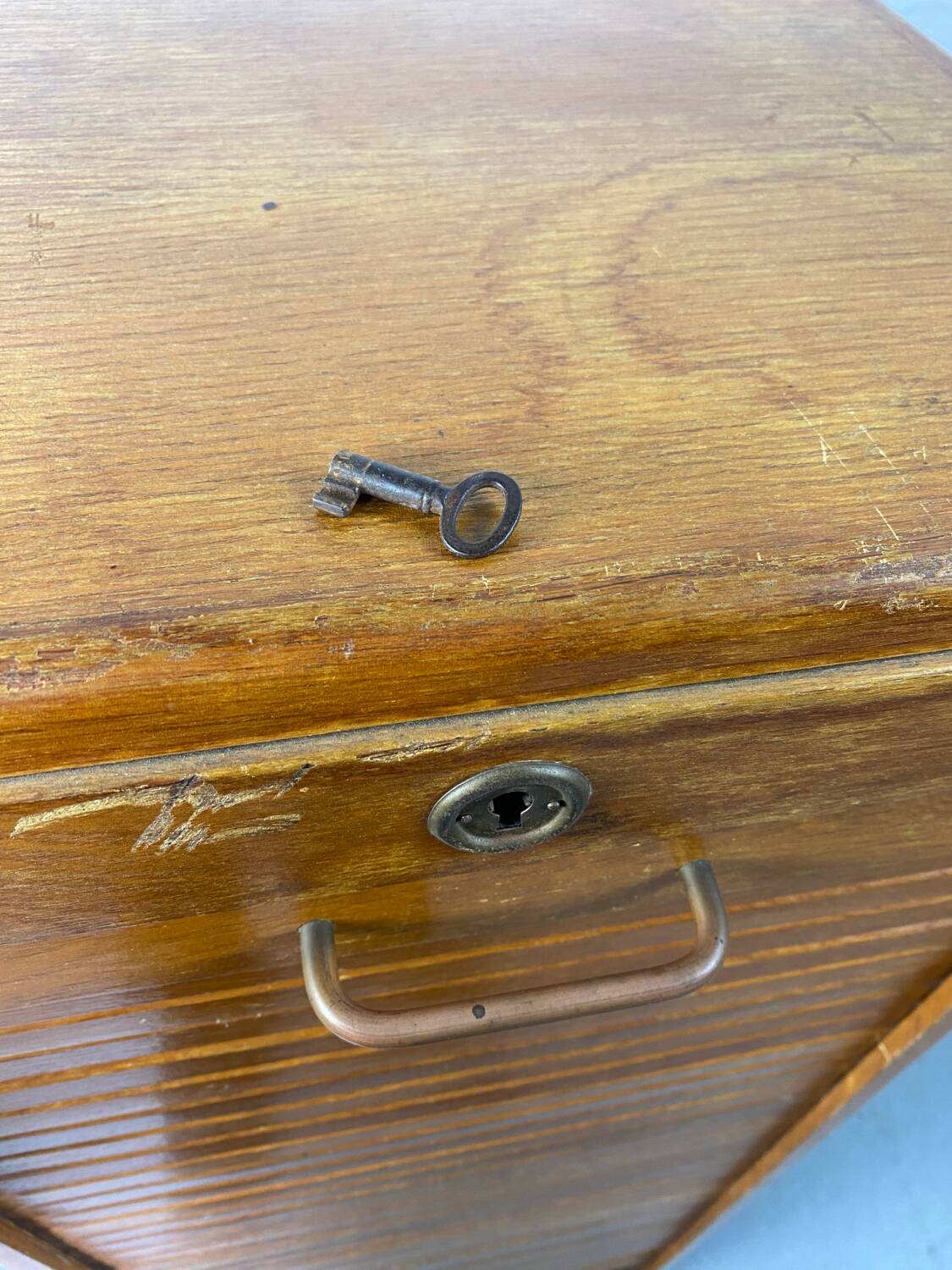 Vintage curtain file cabinet