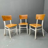 3 chaises en bois, Tchécoslovaquie années 1950