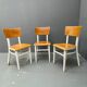 3 chaises en bois, Tchécoslovaquie années 1950