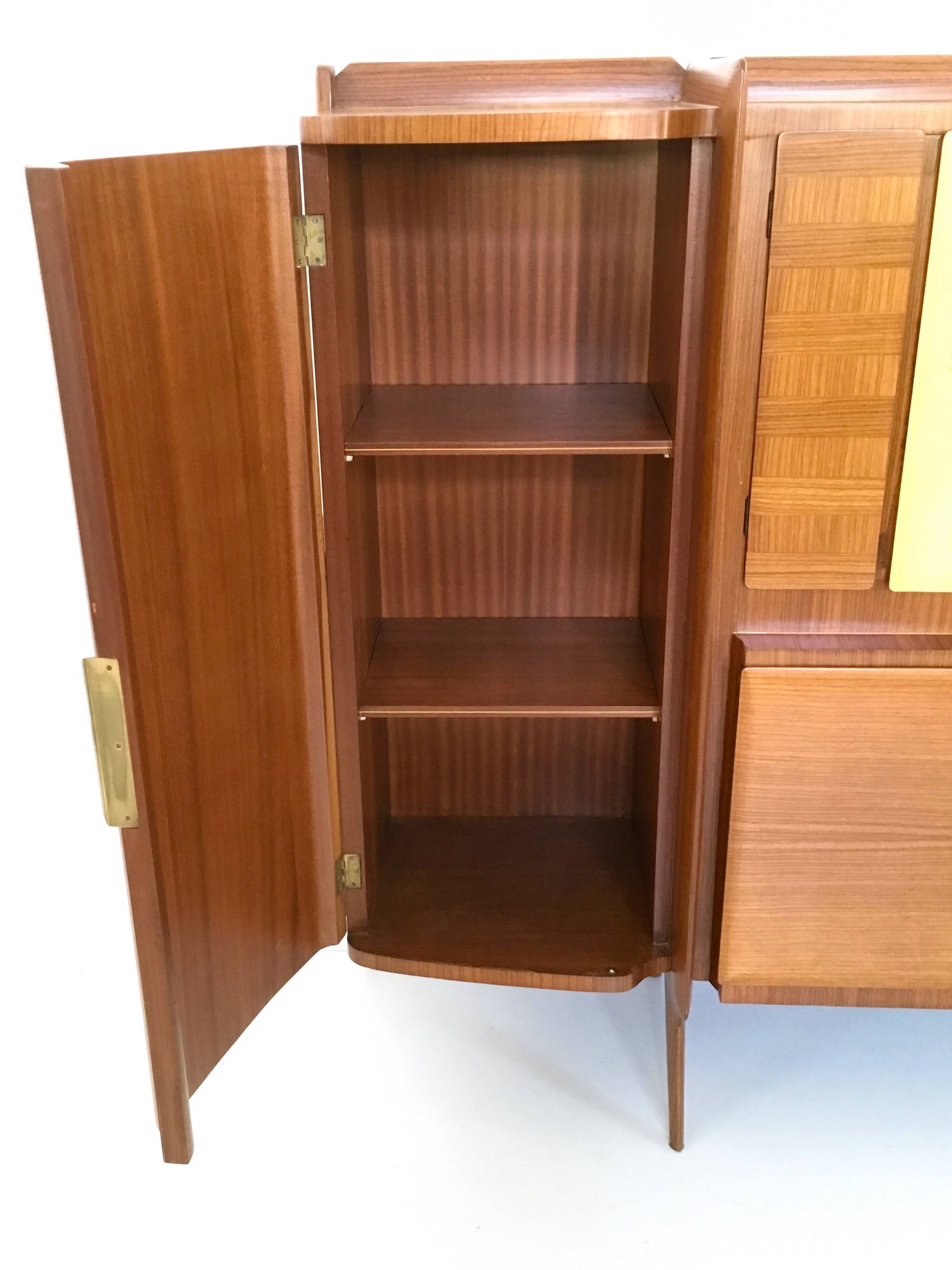 Monumental Wooden Cabinet with Parchment Panels by Gio Ponti, Italy