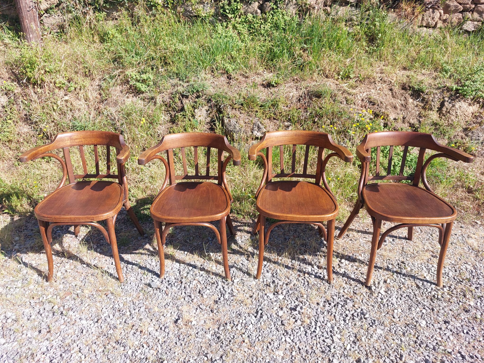 4 fauteuils Baumann en bois courbé