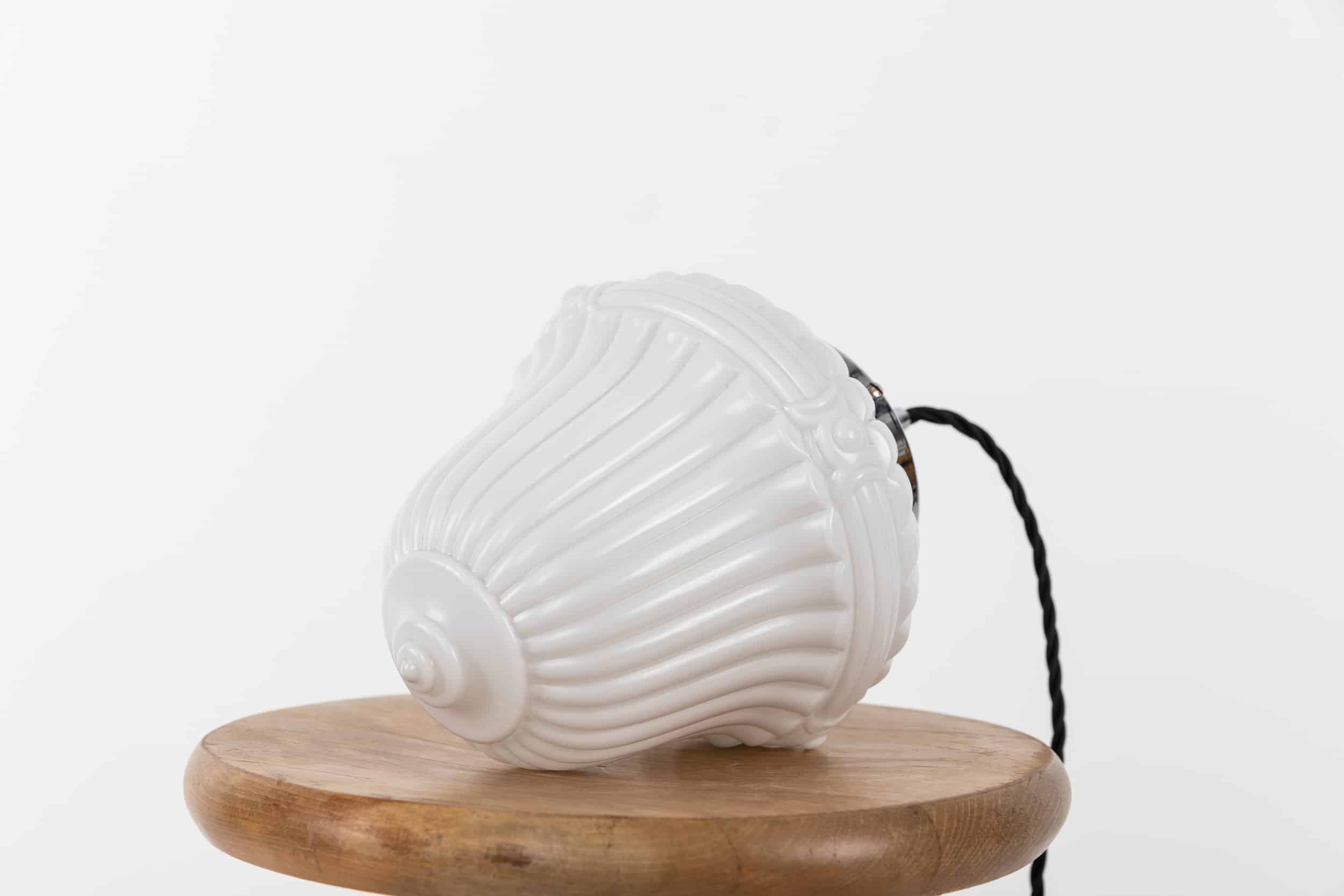 Ornate moulded art deco opaline pendant lamp