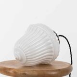 Ornate moulded art deco opaline pendant lamp