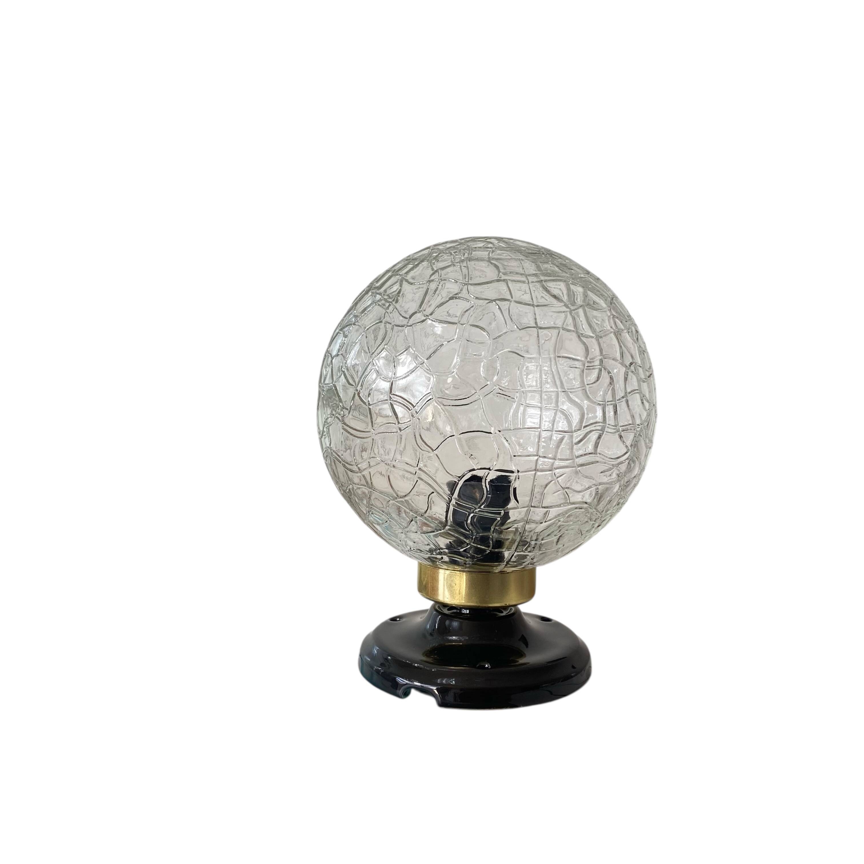 Ceiling light or wall light with cracked glass globe, 15 cm, porcelain rose.