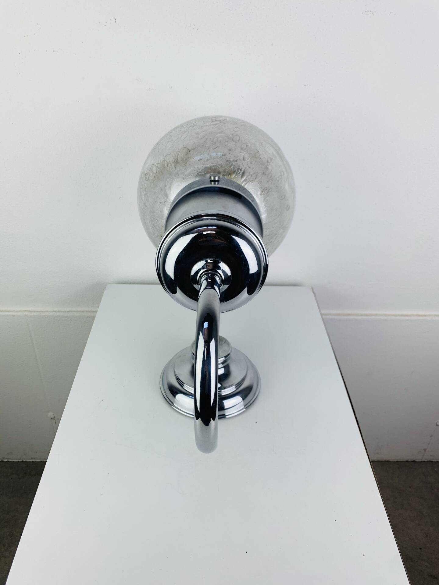 XL chrome and bubbled glass wall light Limburg, 1970s