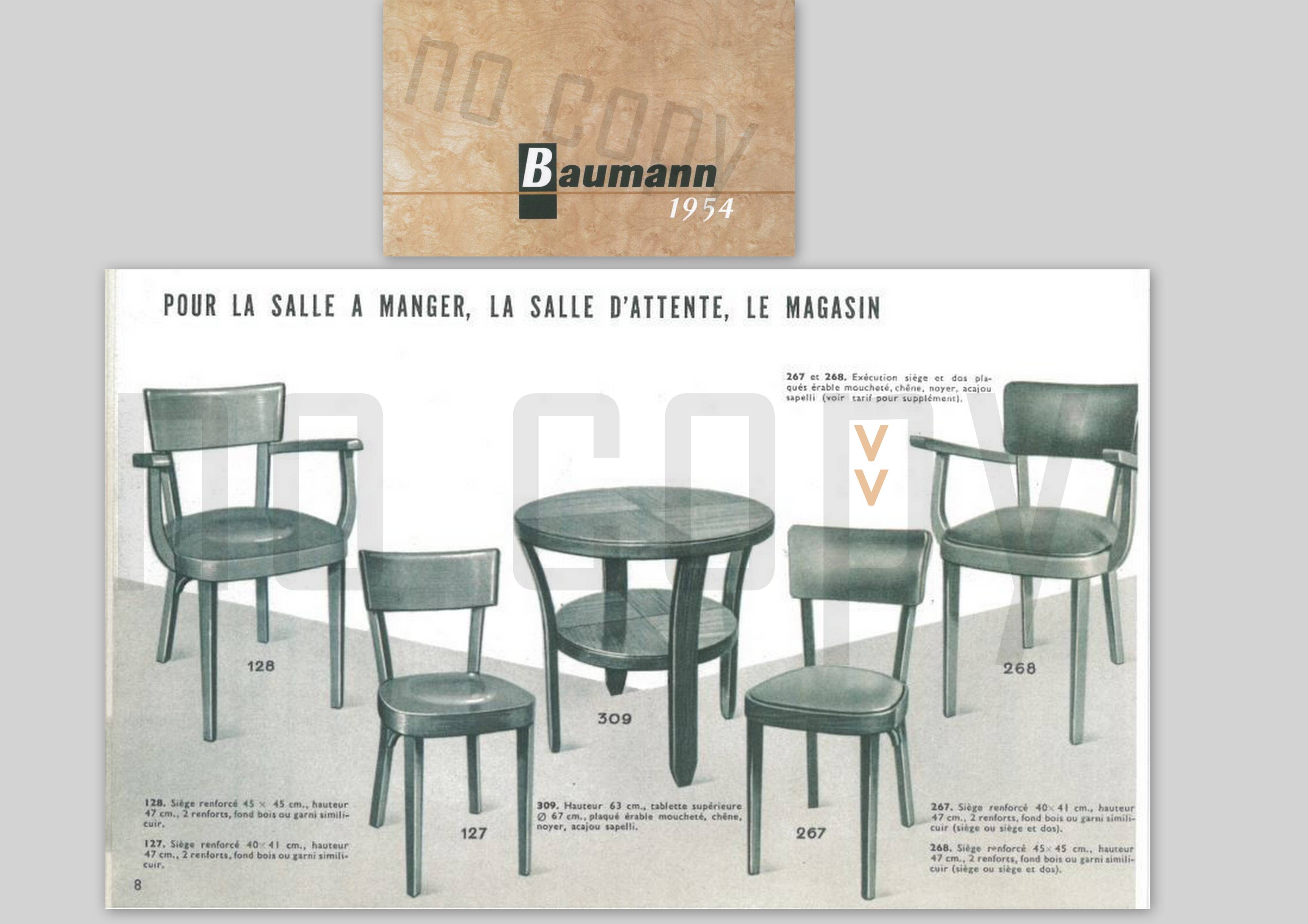 4 Baumann chairs n°267 50s