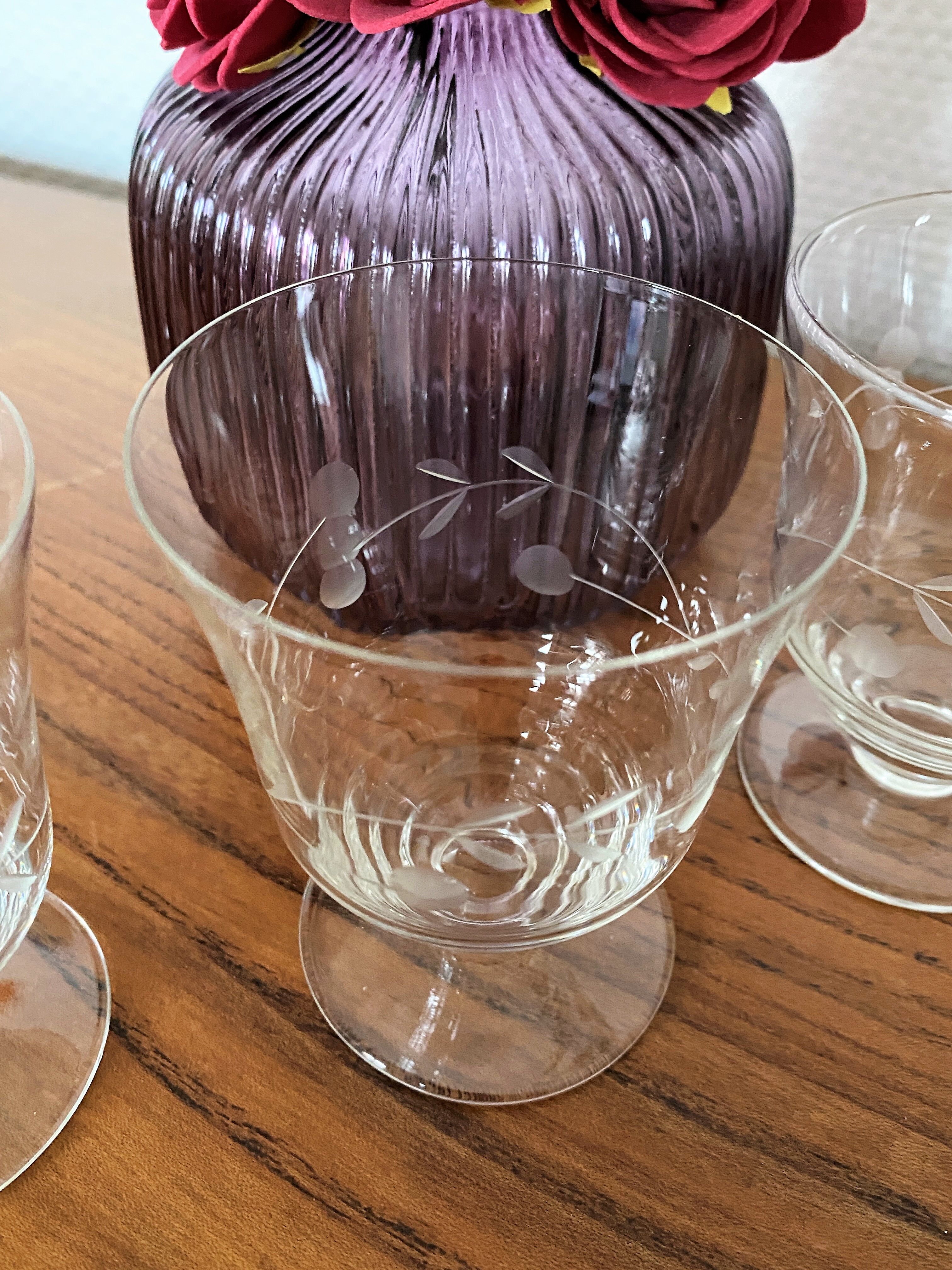 4 engraved wine glasses