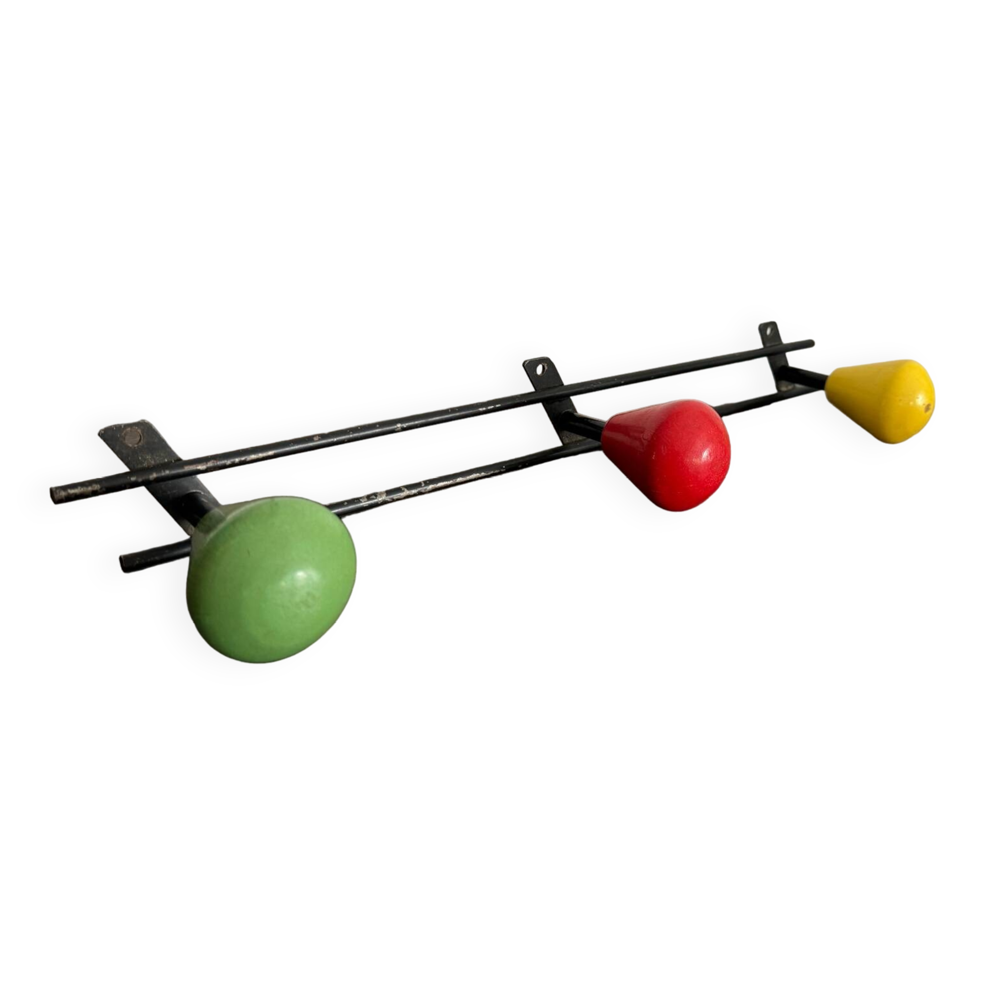 Vintage wooden ball wall coat rack