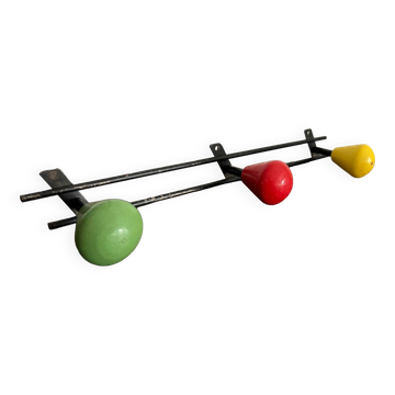 Vintage wooden ball wall coat rack