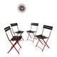 Lot de 4 chaises pliantes cuir et métal design italien Zanuso pour  Zanotta Celestina vintage