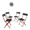 Lot de 4 chaises pliantes cuir et métal design italien Zanuso pour  Zanotta Celestina vintage