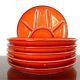 6 compartmentalized plates in red enamelled sandstone