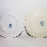 Set of 4 mismatched flat plates from different earthenware, iron earth