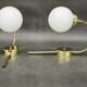 Set of Three Kamenický Šenov Brass and Opaline Glass Wall Lights