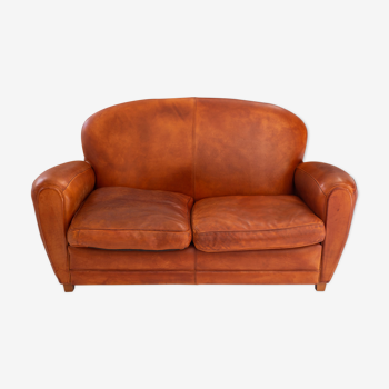2-seater club sofa in sheep leather