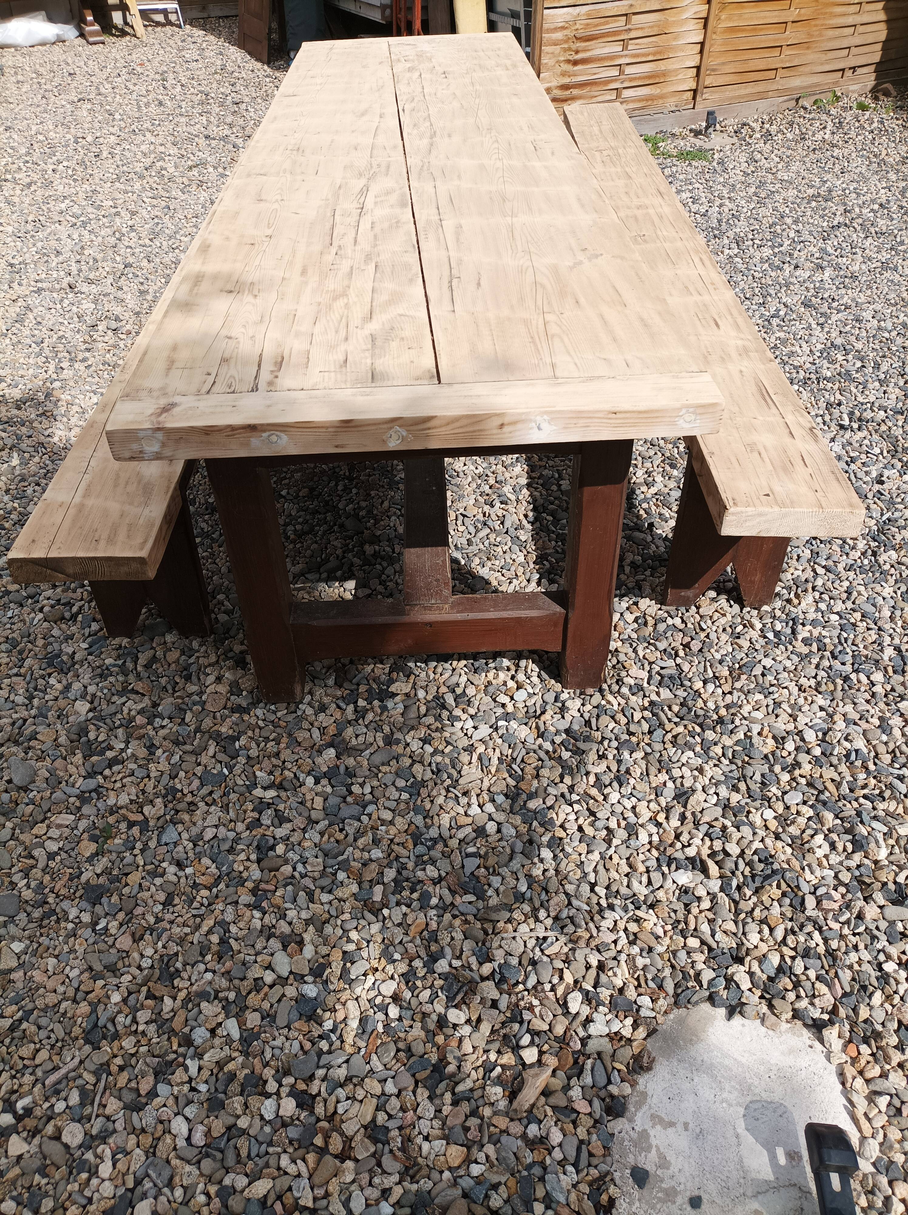 Fir farmhouse table with bench 3m42