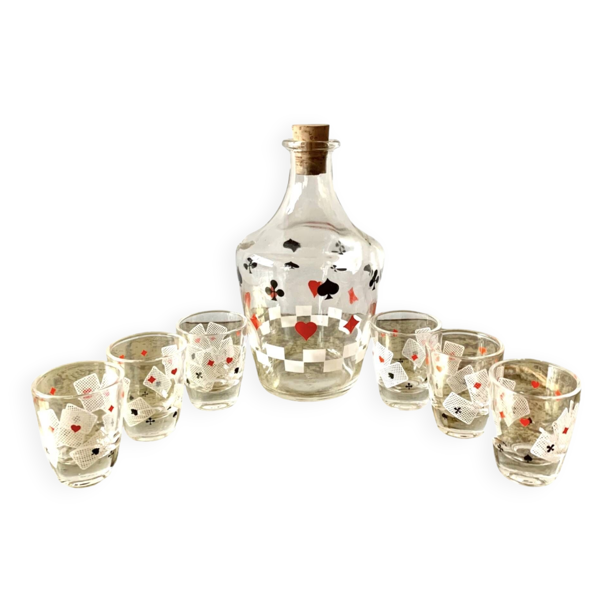 Vintage playing card liqueur set