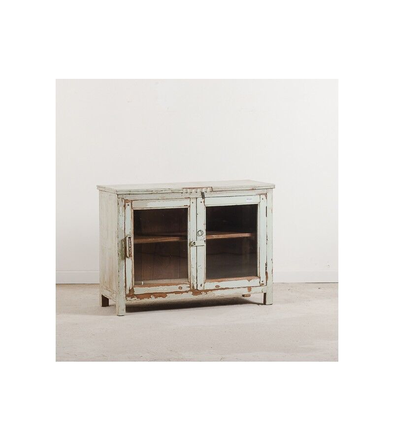 Meuble vitrine patine verte