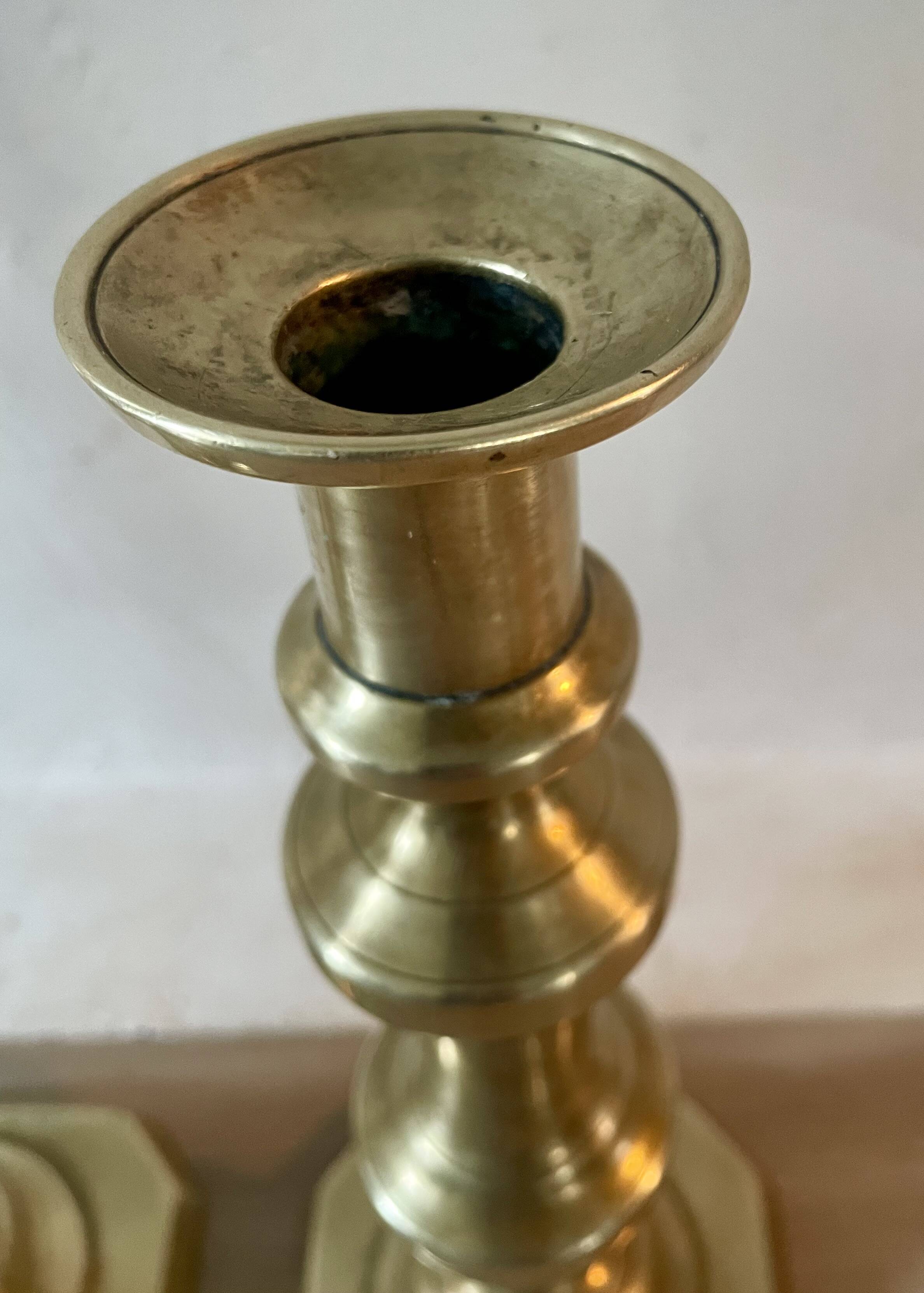 Pair of brass candlesticks from the 19th century.