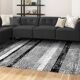 Black and white striped home rug