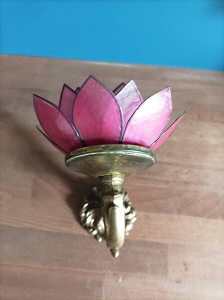 Wall lamp lotus flower petal mother-of-pearl bronze base