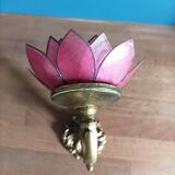 Applique lampe lotus fleur pétale nacre base bronze