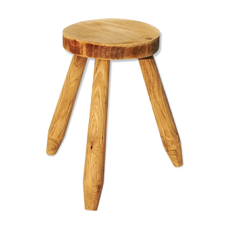 Raw wood tripod stool