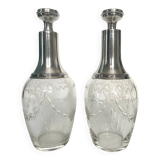 Pair of crystal and silver decanters - early 20th century