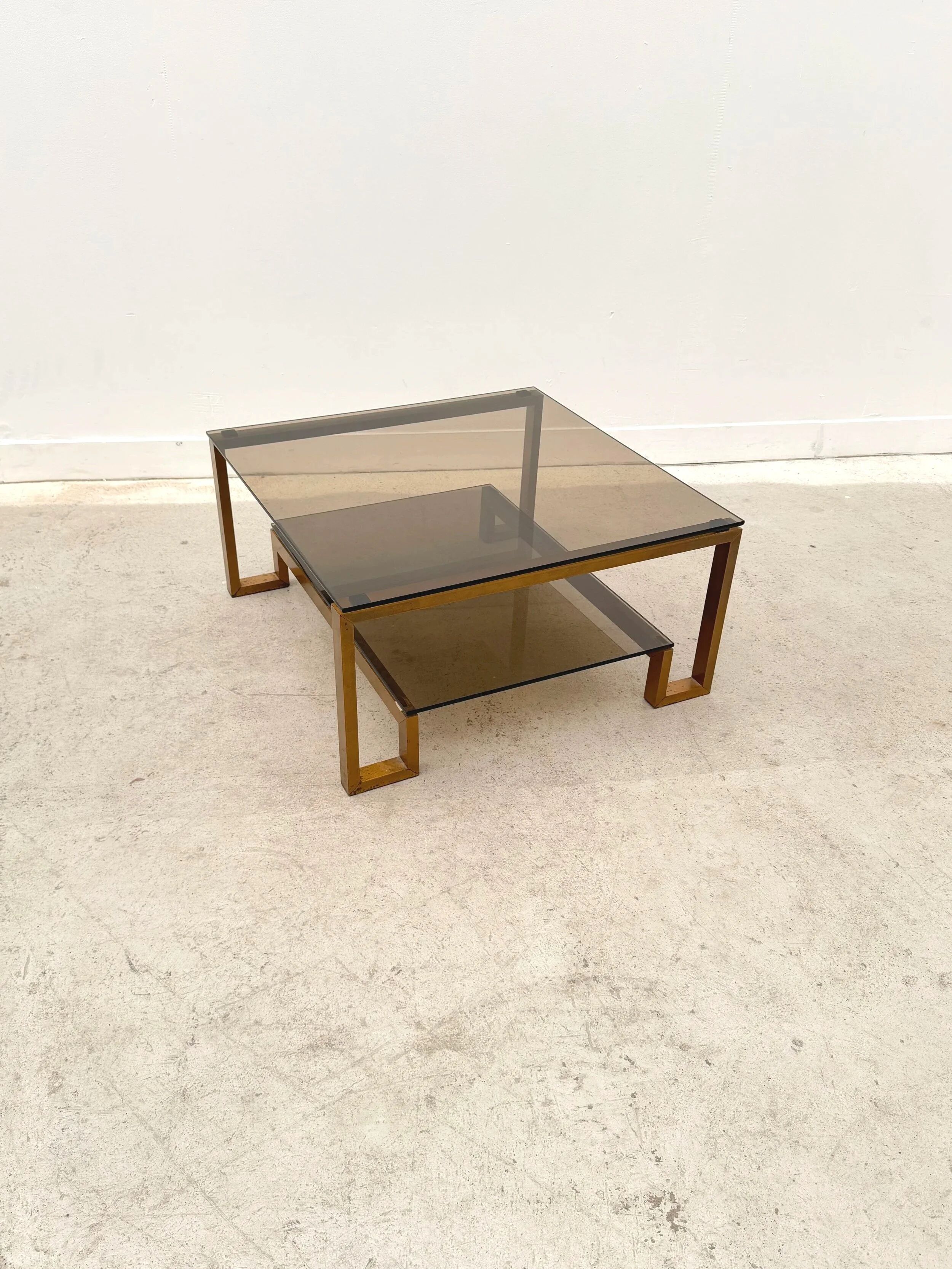Metal and glass coffee table, 1970