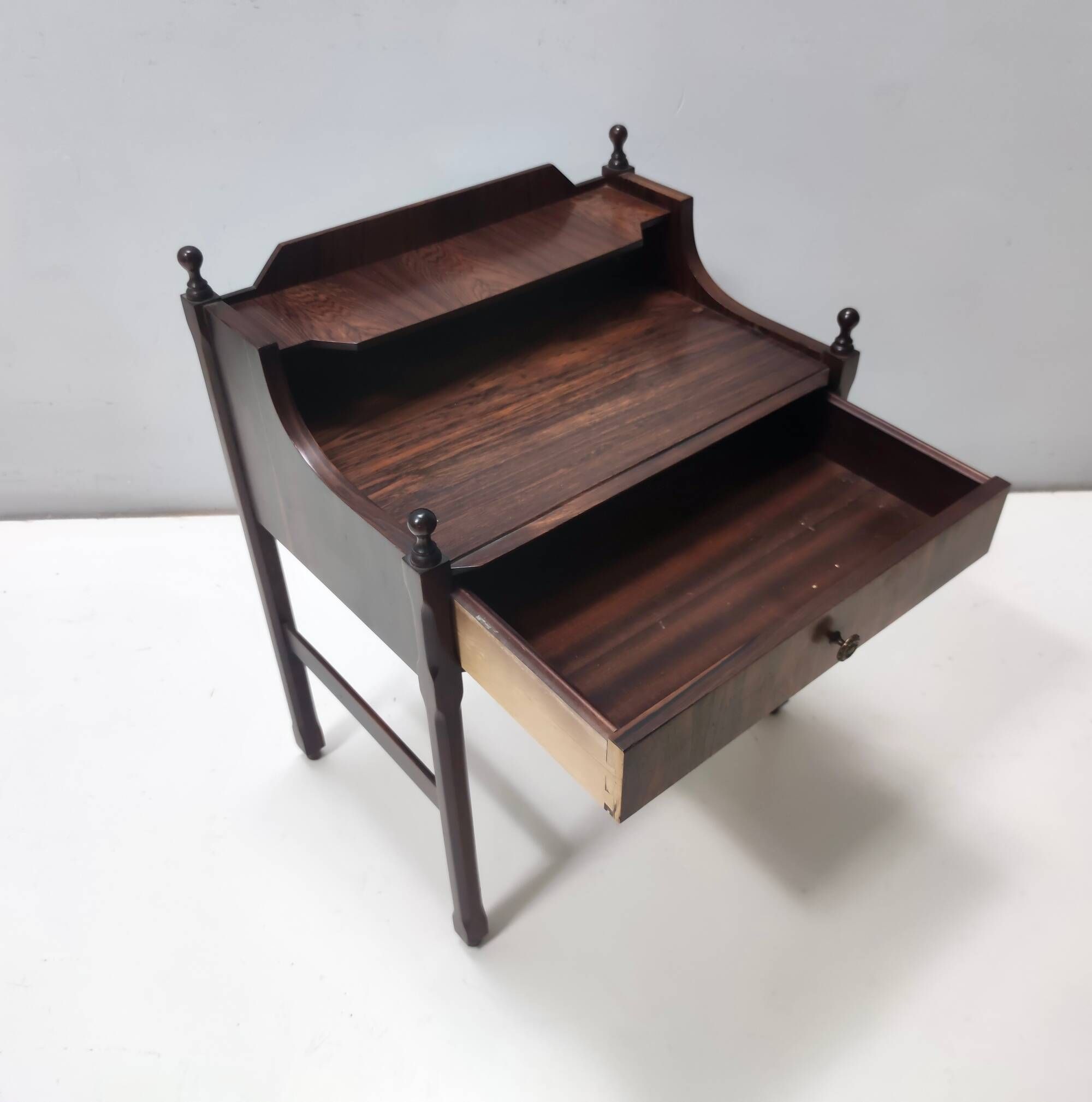 Vintage 1970s Postmodern Walnut Nightstand, Italian Design, Excellent