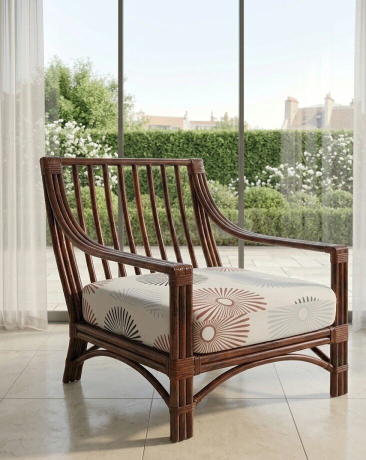3 fauteuils Maugrion en rotin