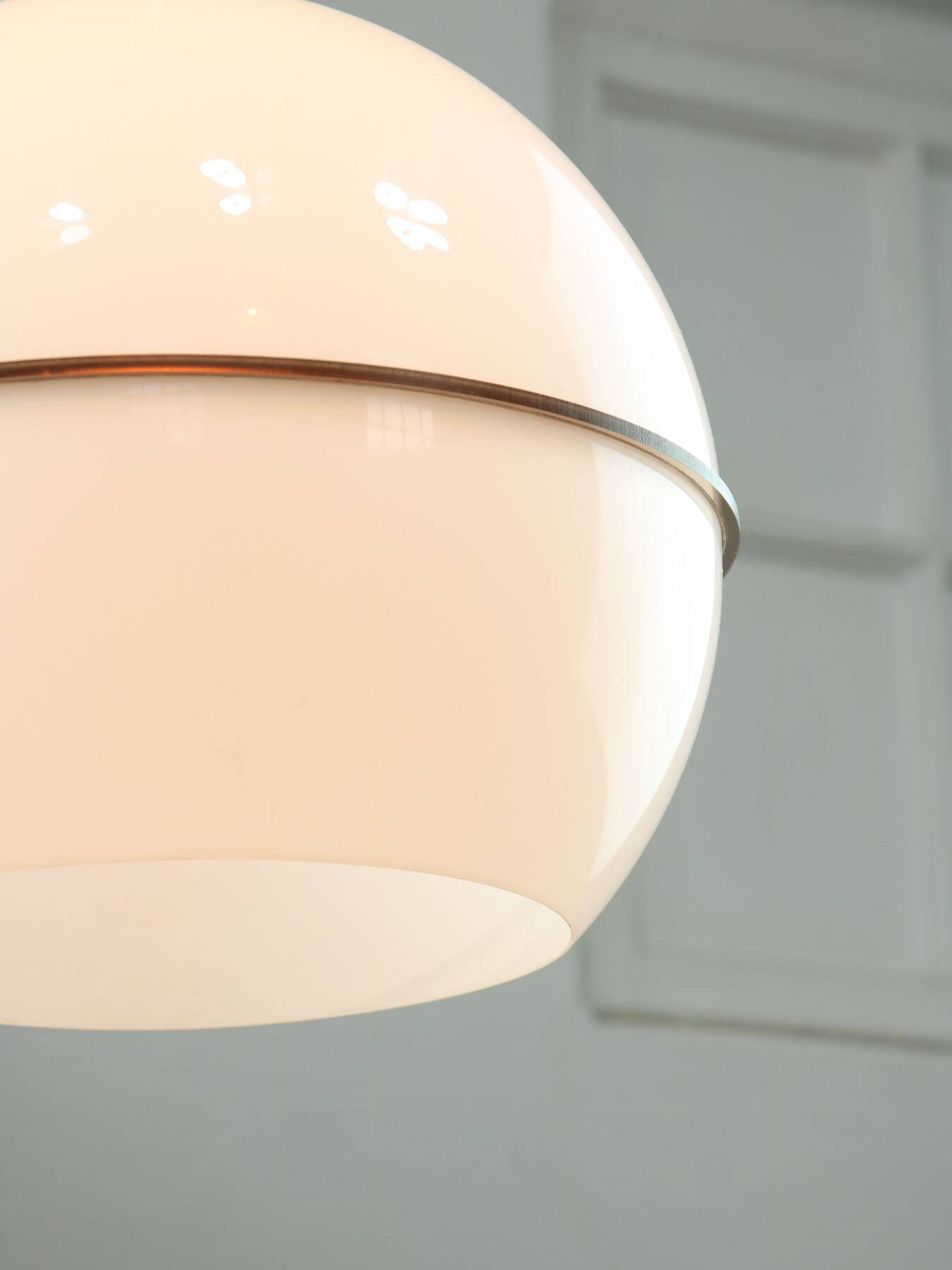 Italian Space Age Pendant Lamp in Plexiglass and Brass, 1970s