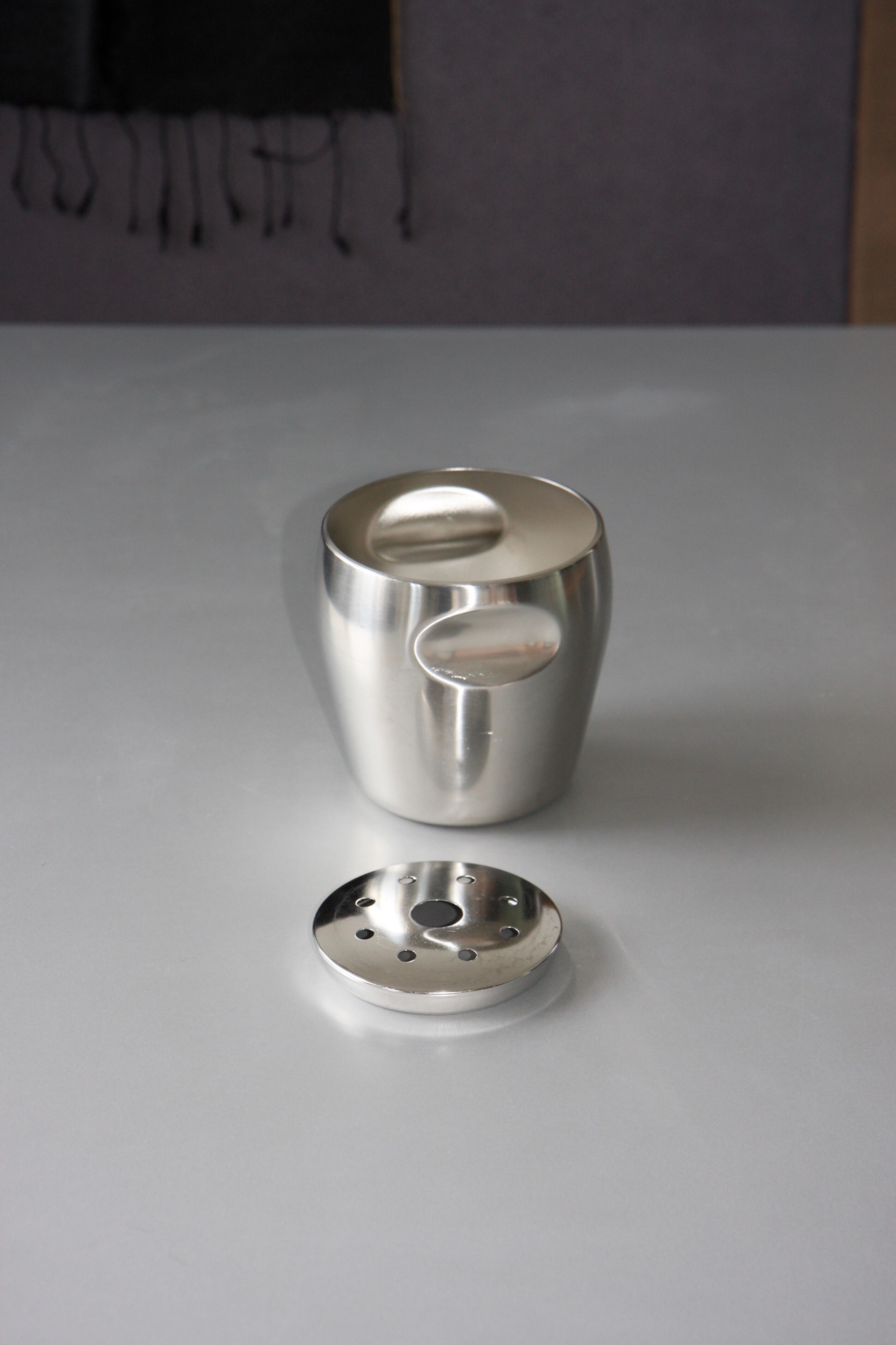 Seau à glaçons Alessi design Massoni Mazzeri, inox satiné,
