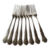 8 petites fourchettes chiffrées en métal argenté Sorsakoski