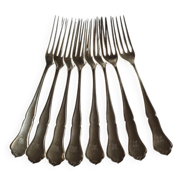 8 small numbered silver-plated forks Sorsakoski