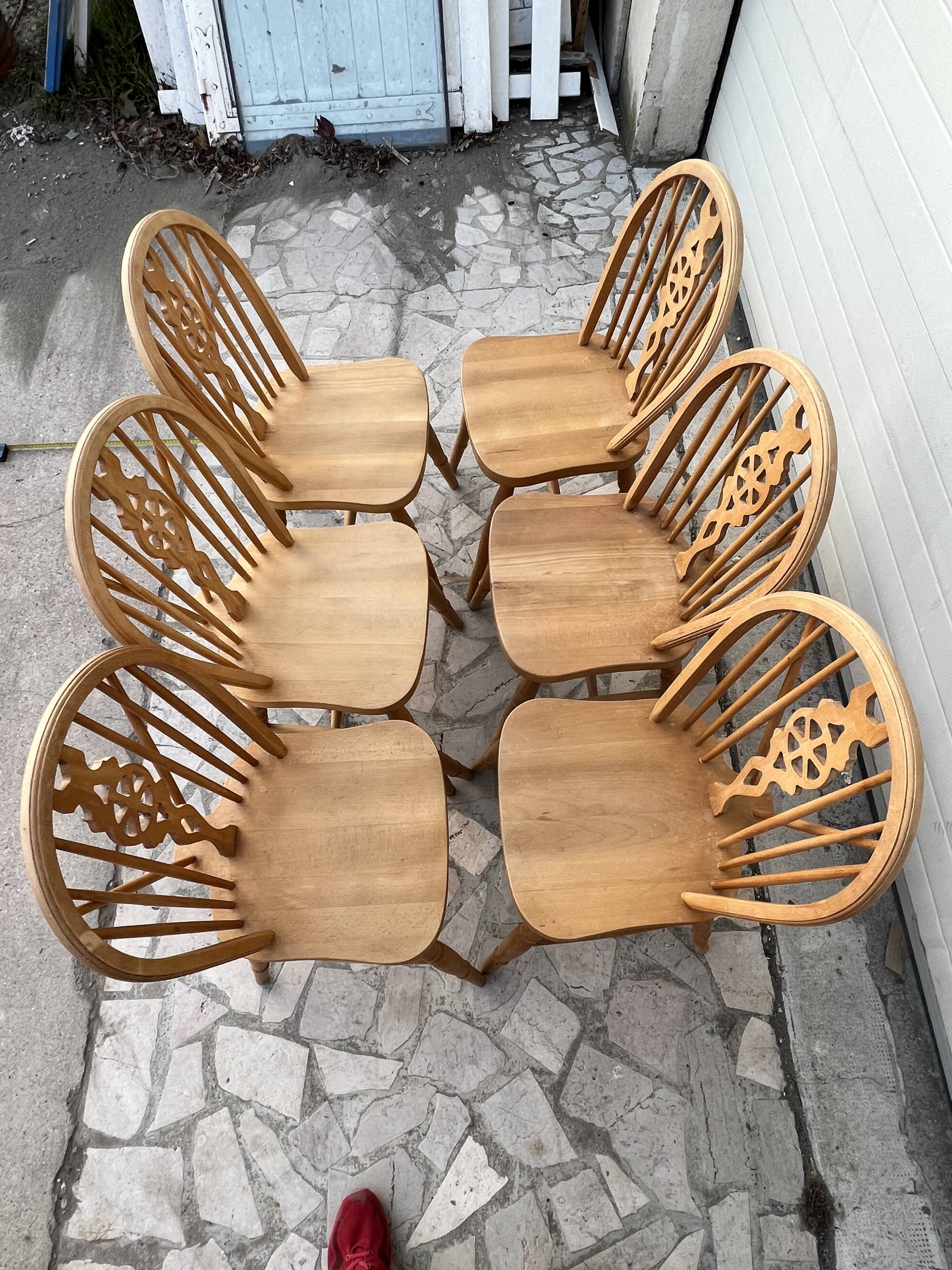 6 chairs bistro windsor wheelback in vintage beech baumann coffee