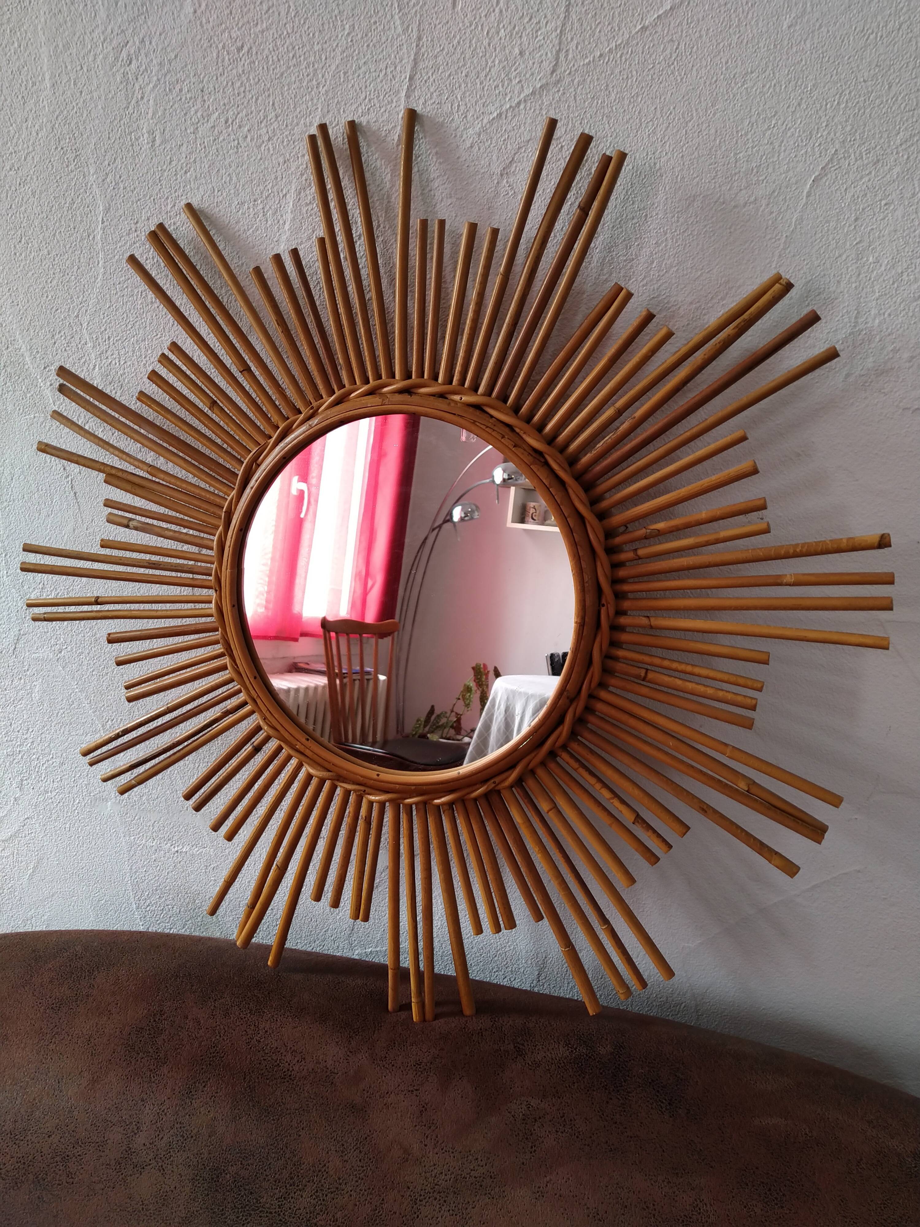 Rattan mirror 52 cm