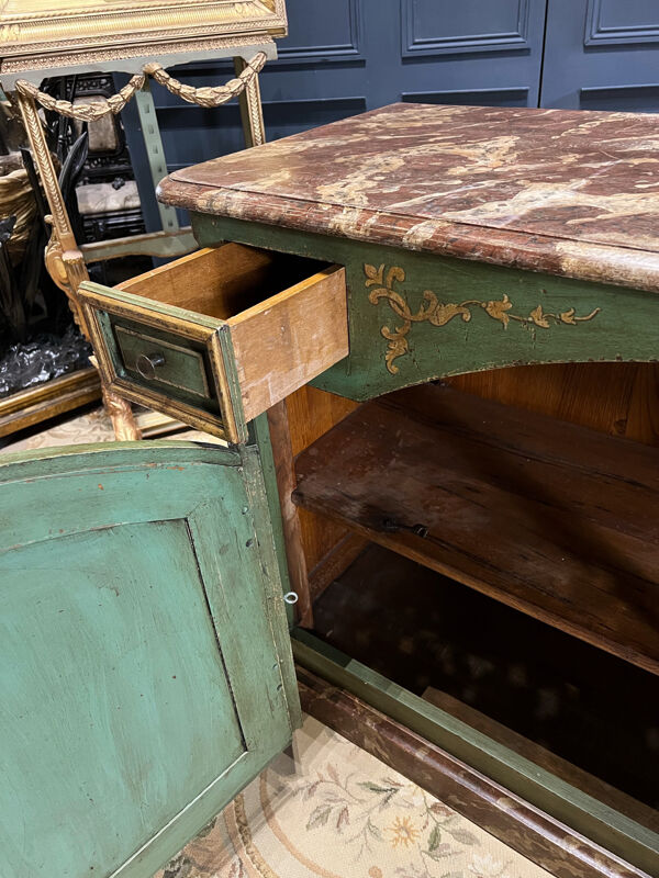 Buffet de chasse de style Louis XIV à double évolution en bois peint