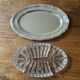 Antique serving dish, aperitif, starters, in Lippert crystal and metal