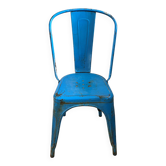 Authentic blue tolix metal chair by Xavier Pauchard vintage industrial 1950