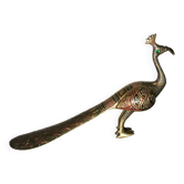 Vintage peacock shoehorn figurine in solid brass - 17.5 cm